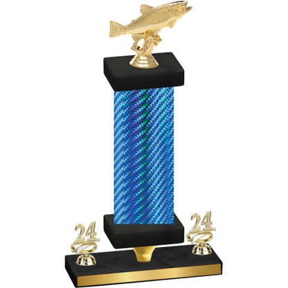 Premium Single Blue Carbon Fiber Year Fishing Trophy