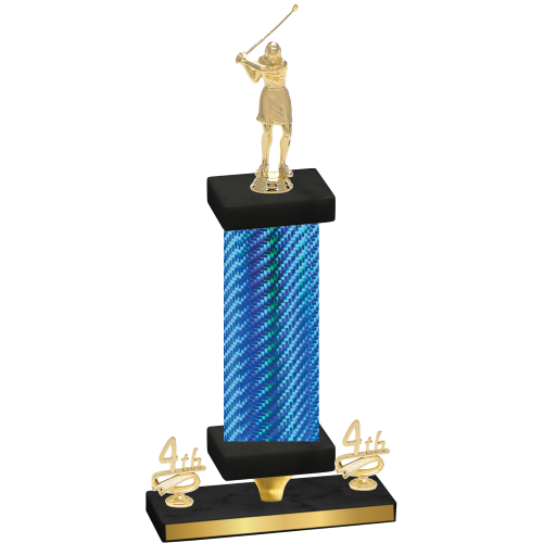 Premium Single Blue Carbon Fiber Fourth Place Golf Trophy