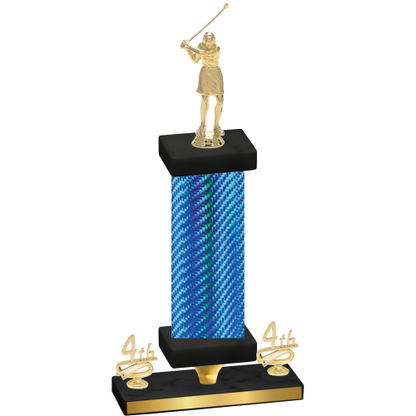 Premium Single Blue Carbon Fiber Fourth Place Golf Trophy