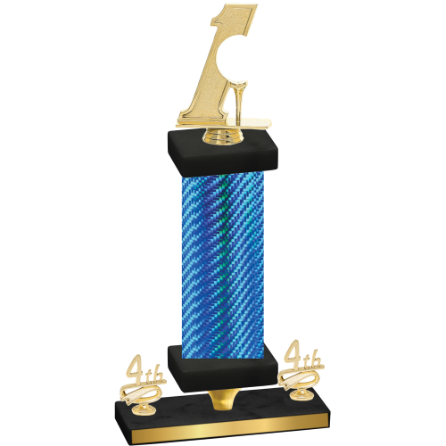 Premium Single Blue Carbon Fiber Fourth Place Golf Trophy