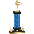 Premium Single Blue Carbon Fiber Third Place Karate Trophy