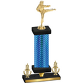 Premium Single Blue Carbon Fiber Victory Karate Trophy