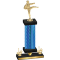 Premium Single Blue Carbon Fiber First Place Karate Trophy