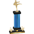 Premium Single Blue Carbon Fiber Third Place Karate Trophy