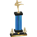 Premium Single Blue Carbon Fiber Victory Karate Trophy