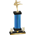 Premium Single Blue Carbon Fiber Year Karate Trophy
