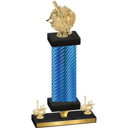 Premium Single Blue Carbon Fiber First Place Baseball Trophy