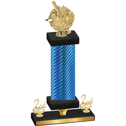 Premium Single Blue Carbon Fiber Second Place Baseball Trophy