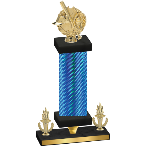 Premium Single Blue Carbon Fiber Victory Baseball Trophy