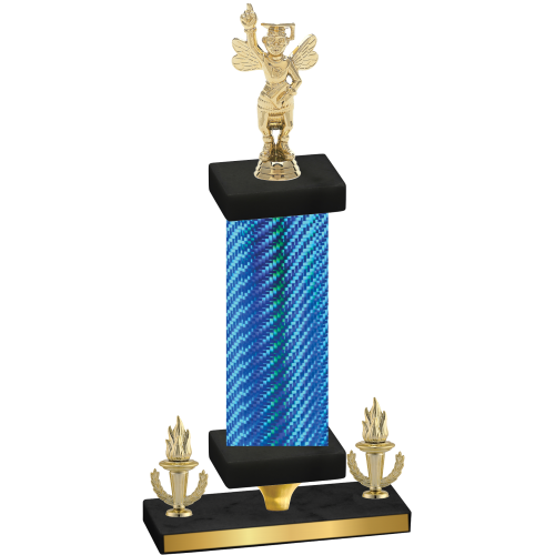 Premium Single Blue Carbon Fiber Victory Academics Trophy
