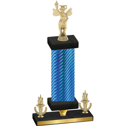 Premium Single Blue Carbon Fiber Victory Academics Trophy