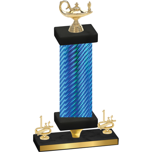 Premium Single Blue Carbon Fiber First Place Academics Trophy