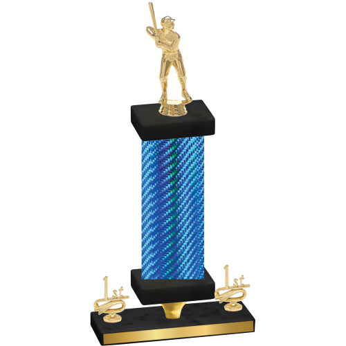 Premium Single Blue Carbon Fiber First Place Baseball Trophy