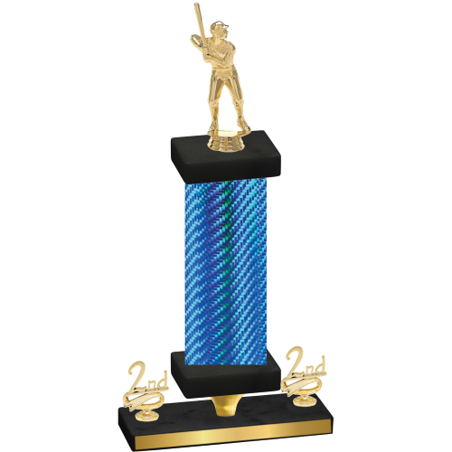 Premium Single Blue Carbon Fiber Second Place Baseball Trophy