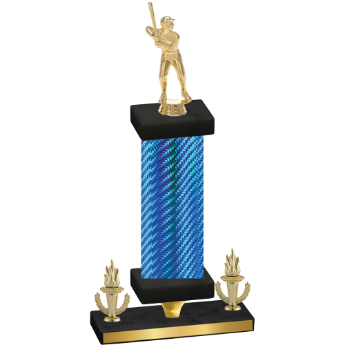Premium Single Blue Carbon Fiber Victory Baseball Trophy