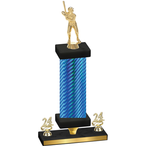 Premium Single Blue Carbon Fiber Year Baseball Trophy