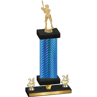 Premium Single Blue Carbon Fiber Year Baseball Trophy