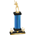 Premium Single Blue Carbon Fiber Second Place Softball Trophy