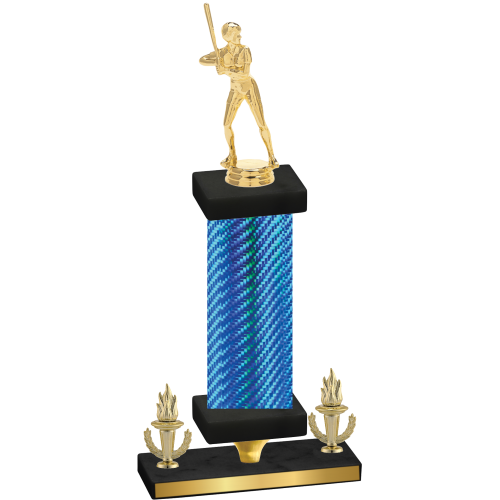 Premium Single Blue Carbon Fiber Victory Softball Trophy