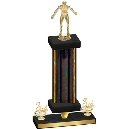 Premium Single Black Glacier Third Place Wrestling Trophy