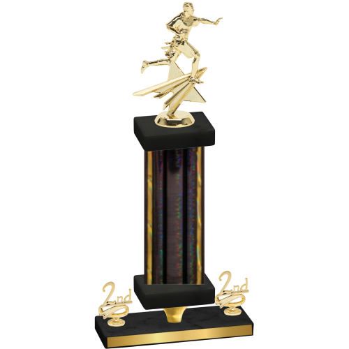 Premium Single Black Glacier Second Place Flag Football Trophy