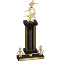 Premium Single Black Glacier Victory Flag Football Trophy