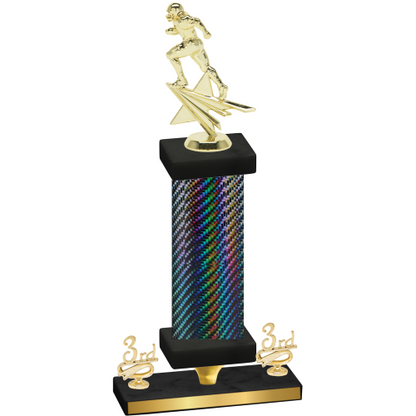 Premium Single Black Carbon Fiber Third Place Football Trophy