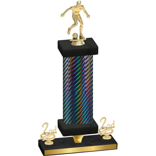 Premium Single Black Carbon Fiber Second Place Soccer Trophy