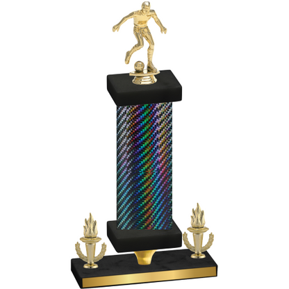 Premium Single Black Carbon Fiber Victory Soccer Trophy