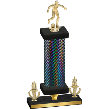 Premium Single Black Carbon Fiber Victory Soccer Trophy