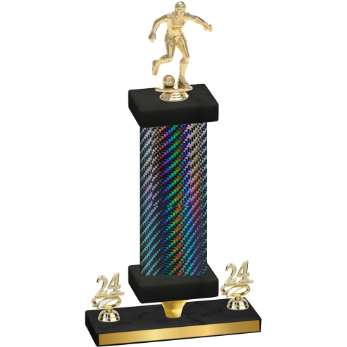 Premium Single Black Carbon Fiber Year Soccer Trophy