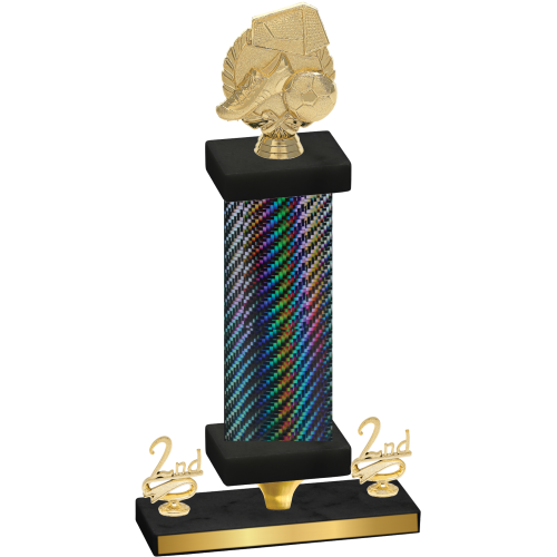 Premium Single Black Carbon Fiber Second Place Soccer Trophy