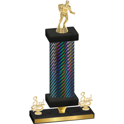 Premium Single Black Carbon Fiber Third Place Rugby Trophy