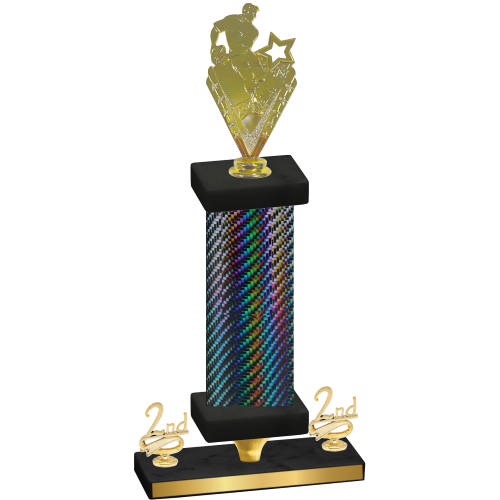 Premium Single Black Carbon Fiber Second Place Rugby Trophy