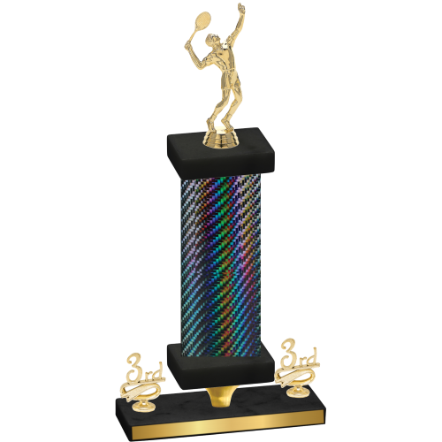 Premium Single Black Carbon Fiber Third Place Tennis Trophy