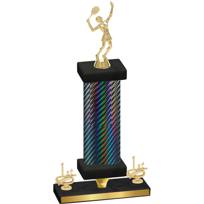 Premium Single Black Carbon Fiber First Place Tennis Trophy