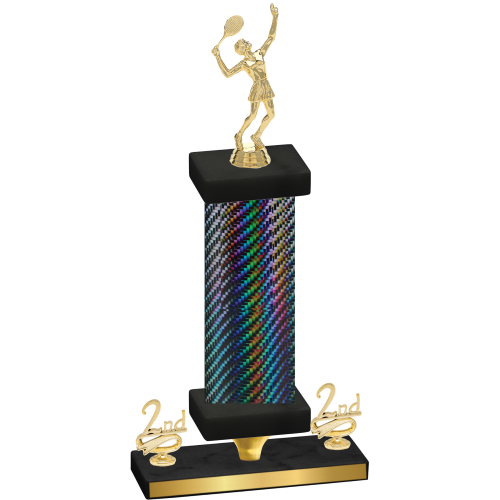 Premium Single Black Carbon Fiber Second Place Tennis Trophy