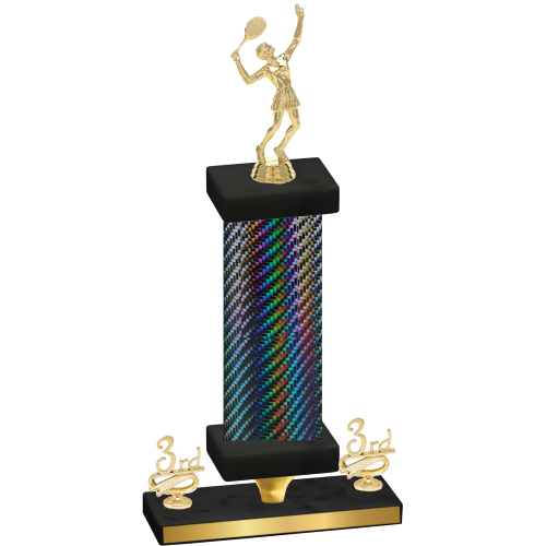 Premium Single Black Carbon Fiber Third Place Tennis Trophy