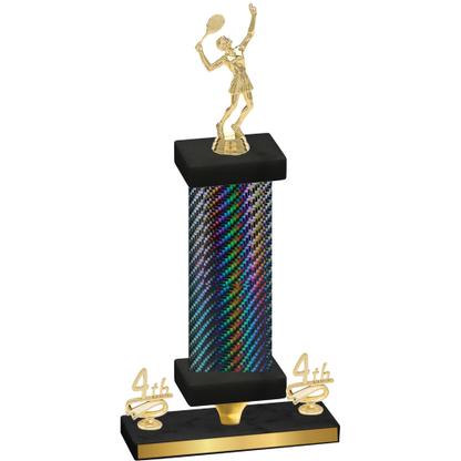 Premium Single Black Carbon Fiber Fourth Place Tennis Trophy