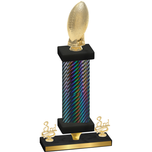 Premium Single Black Carbon Fiber Third Place Football Trophy