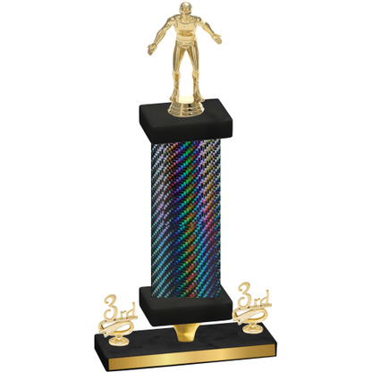 Premium Single Black Carbon Fiber Third Place Wrestling Trophy