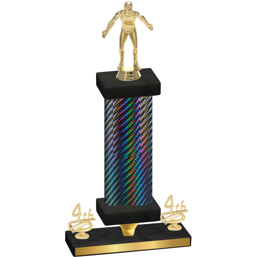 Premium Single Black Carbon Fiber Fourth Place Wrestling Trophy