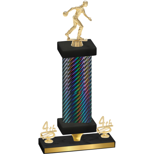 Premium Single Black Carbon Fiber Fourth Place Bowling Trophy