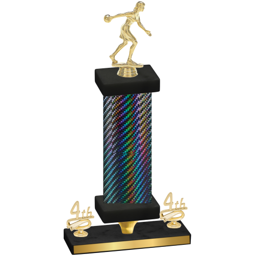 Premium Single Black Carbon Fiber Fourth Place Bowling Trophy