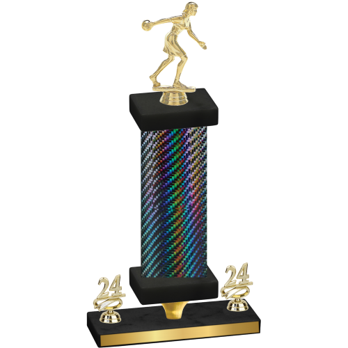 Premium Single Black Carbon Fiber Year Bowling Trophy