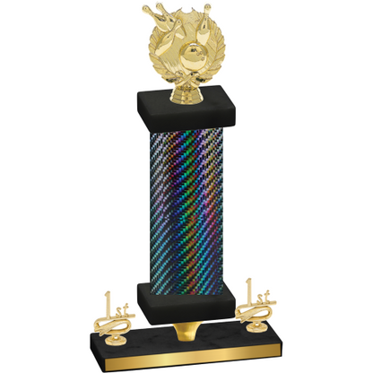 Premium Single Black Carbon Fiber First Place Bowling Trophy