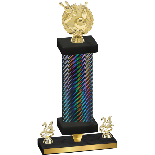 Premium Single Black Carbon Fiber Year Bowling Trophy