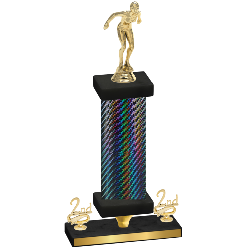 Premium Single Black Carbon Fiber Second Place Tennis Trophy