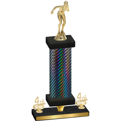 Premium Single Black Carbon Fiber Fourth Place Tennis Trophy
