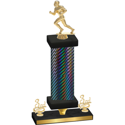 Premium Single Black Carbon Fiber Third Place Football Trophy